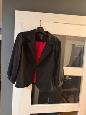 Arden B Black Blazer with Red Lining